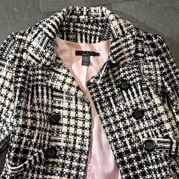 Luxe by Arden B black and white tweed peacoat size L large - Picture 5 of 5